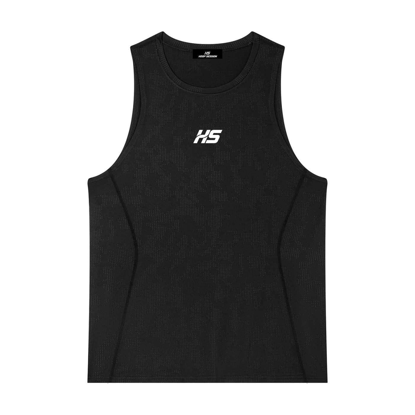 HOOP SESSION: HS White Logo Jacquard Performance Tank Top
