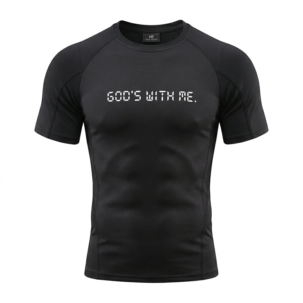 HOOP SESSION: ''GOD'S WITH ME'' BLACK COMPRESSION SHIRT