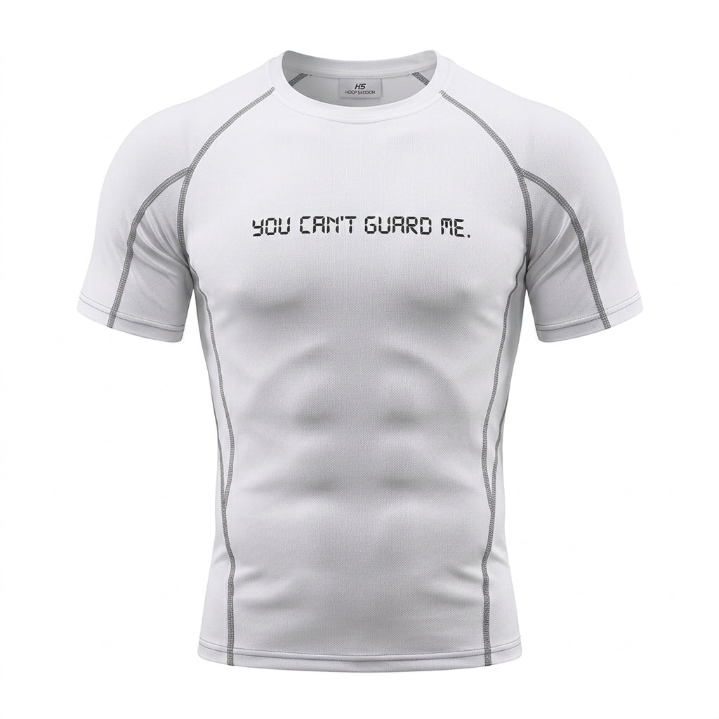 HOOP SESSION: ''YOU CAN'T GUARD ME'' WHITE COMPRESSION SHIRT